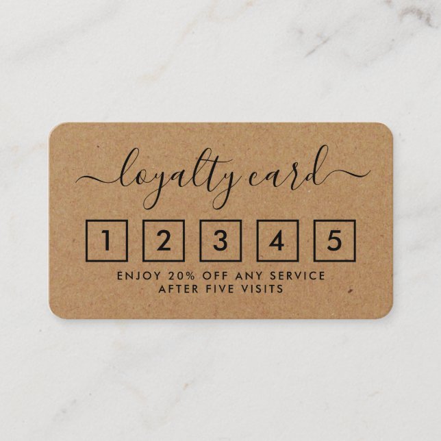 Einfache Script Loyalty Card - Rustic Kraft Treuekarte (Vorderseite)
