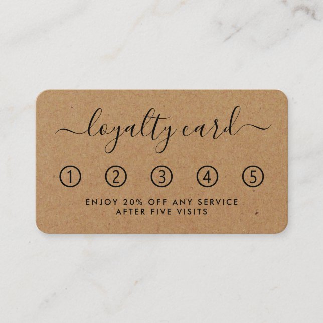 Einfache Script Loyalty Card - Rustic Kraft Treuekarte (Vorderseite)