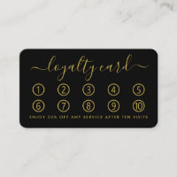Einfache Script Loyalty Card - Schwarz & Gold