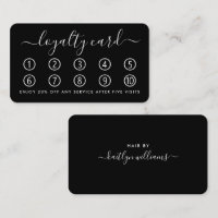 Einfache Script Loyalty Card - Schwarz & Weiß