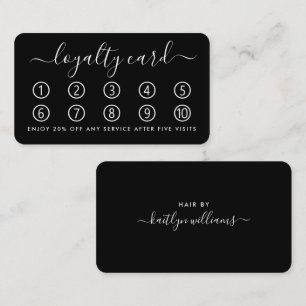 Einfache Script Loyalty Card - Schwarz & Weiß Treuekarte