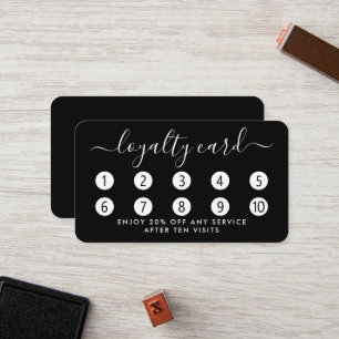 Einfache Script Loyalty Card - Schwarz & Weiß Treuekarte