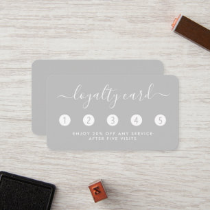 Einfache Script Loyalty Card - Silver & White Treuekarte