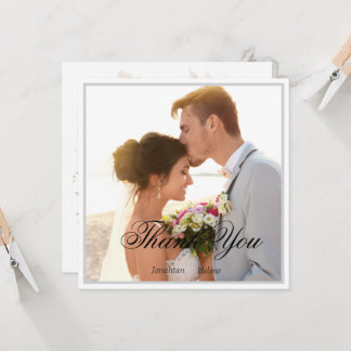 Einfache Script Modern Wedding Foto Danke Karte