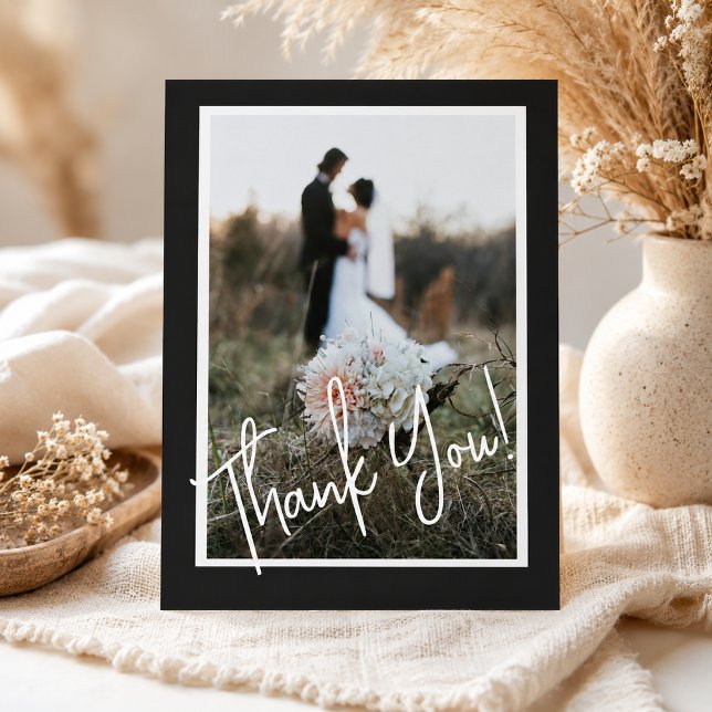 Einfache Script Modern Wedding Foto Vielen Dank Postkarte (Von Creator hochgeladen)