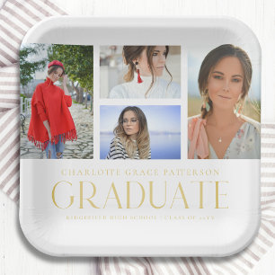 Einfache Script Multi Foto Grad Graduierungspartei Pappteller