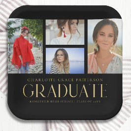 Einfache Script Multi Foto Grad Graduierungspartei Pappteller