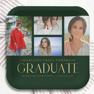 Einfache Script Multi Foto Grad Graduierungspartei Pappteller