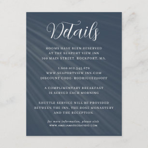 Einfache Script Navy Blue Wedding Details Begleitkarte