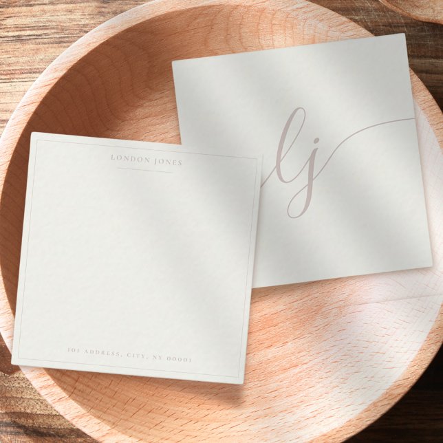 Einfache Script-Personalisiert Stationery Elfenbei Mitteilungskarte (Von Creator hochgeladen)