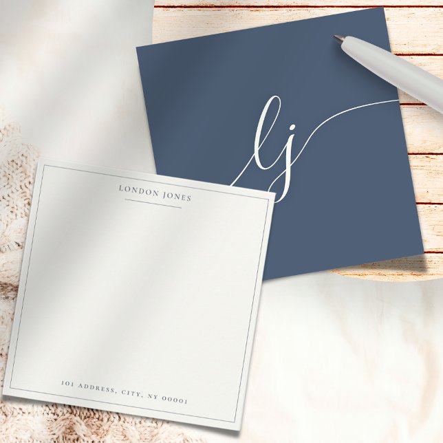 Einfache Script Personalisiert Stationery Navy Elf Mitteilungskarte (Von Creator hochgeladen)