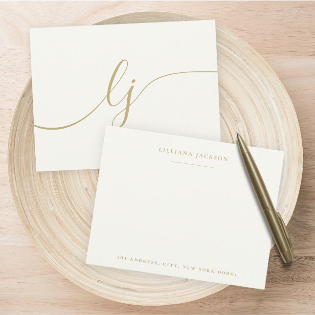 Einfache Script-Personalisierte Stationery Ivory G Mitteilungskarte (Von Creator hochgeladen)