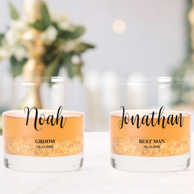Einfache Script-Personalisierte Trauzeugen Hochzei Whiskyglas (Von Creator hochgeladen)