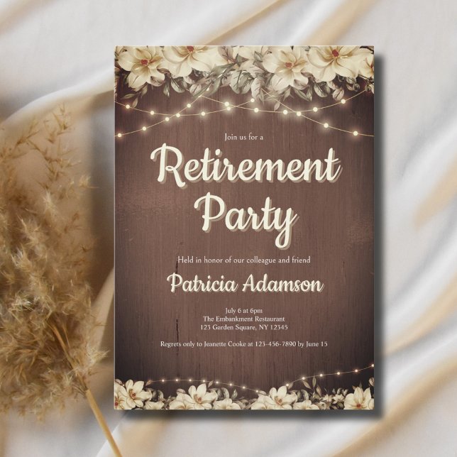 Einfache Script-Rustic-Rentirement-Party Einladung (Von Creator hochgeladen)