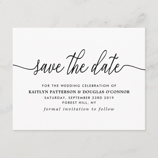 Einfache Script-Save the Date-Verschlüsselungskart Begleitkarte (Vorderseite)
