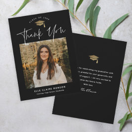 Einfache Script-Schwarz-Weiß-Foto-Abschluss Dankeskarte