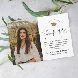 Einfache Script-Schwarz-Weiß-Foto-Abschluss Dankeskarte