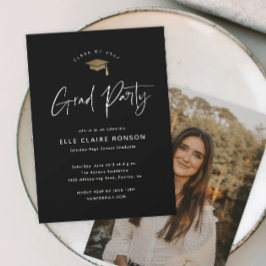 Einfache Script-Schwarz-Weiß-Foto-Graduierungspart Einladung