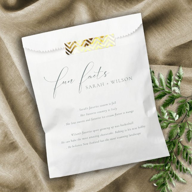 Einfache Script-Schwarz-weiße Hochzeitsspass-Fakte Geschenktütchen (Von Creator hochgeladen)