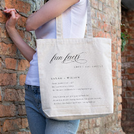 Einfache Script-Schwarz-weiße Hochzeitsspass-Fakte Tragetasche