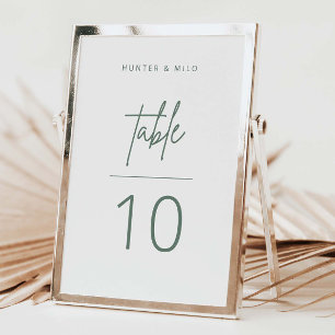 Einfache Script-Tischnummer Hochzeitszeichen Tischnummer
