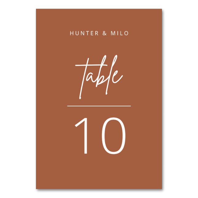 Einfache Script-Tischnummer Hochzeitszeichen Tischnummer (Vorderseite)