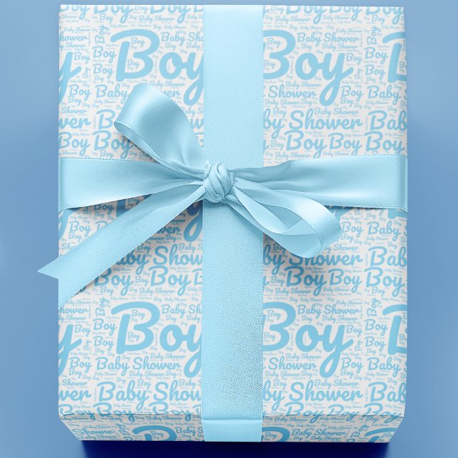 Einfache Script Typografie Boy Baby Dusche Geschenkpapier (Von Creator hochgeladen)