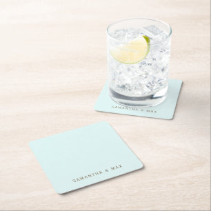 Einfache Seafoam personalisierte moderne Hochzeit Rechteckiger Pappuntersetzer