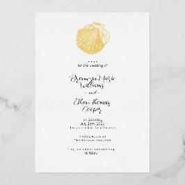 Einfache Seashell- und Aquarellfischskala Folieneinladung