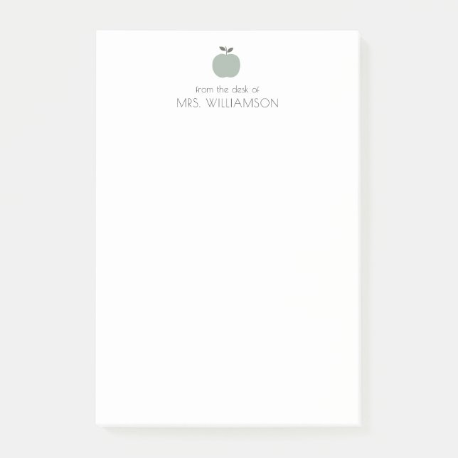 Einfache Seite Green Niedlich Apple Personalisiert Post-it Klebezettel (Vorderseite)
