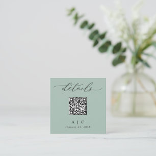 Einfache Seite Green QR Code Hochzeitdetails Begleitkarte