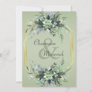 Einfache Seite Grün Moderne Grüne Boarder Wedding Einladung