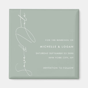 Einfache Seite Grün Moderne Handschrift Magnet