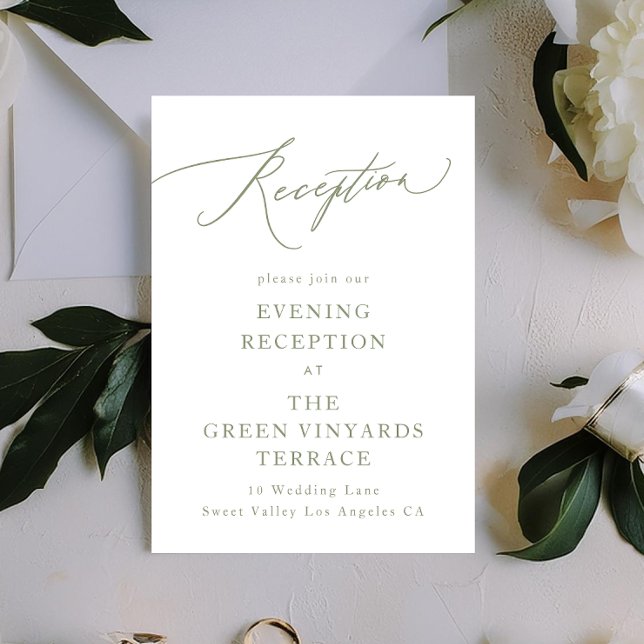 Einfache Seite Grün und Weiß Moderne Kalligrafie Begleitkarte (Von Creator hochgeladen)