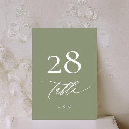 Einfache Seite Grün und Weiß Moderne Kalligrafie Tischnummer