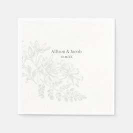 Einfache Seite Grüne Linie Zeichnend Hochzeit Serviette