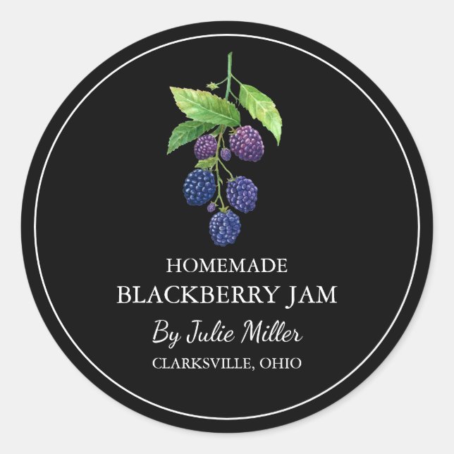 Einfache, selbst gemachte BlackBerry-Jam-Label Runder Aufkleber (Vorderseite)