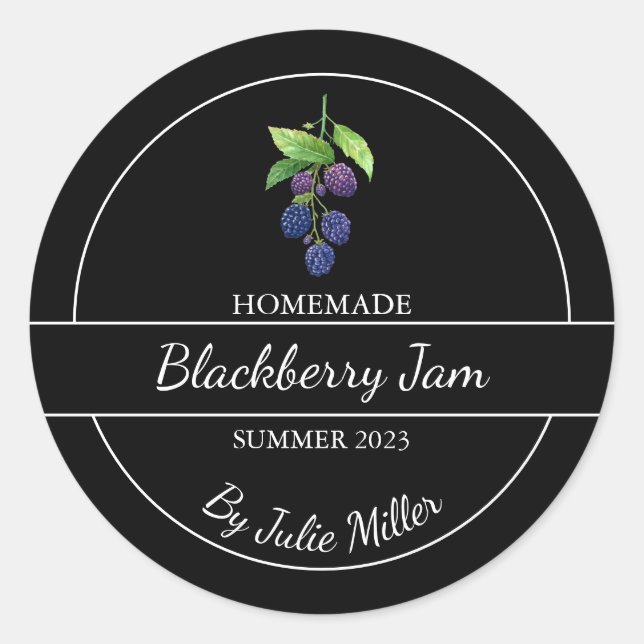 Einfache, selbst gemachte BlackBerry-Jam-Label Runder Aufkleber (Vorderseite)