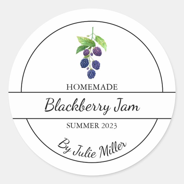 Einfache, selbst gemachte BlackBerry-Jam-Label Runder Aufkleber (Vorderseite)