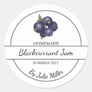 Einfache, selbst gemachte Blackcurrant-Jam-Label Runder Aufkleber