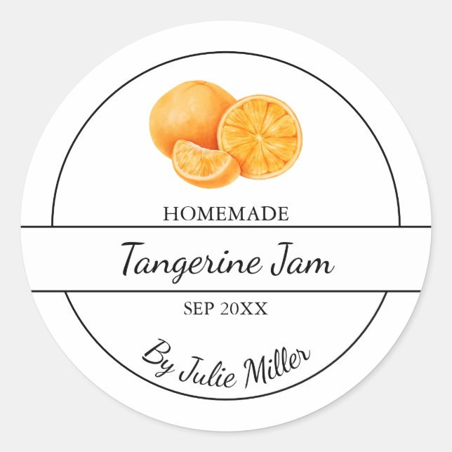 Einfache, selbst gemachte Mandarine Runder Aufkleber (Vorderseite)