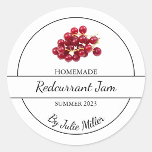 Einfache, selbst gemachte Redcurrant-Jam-Label Runder Aufkleber