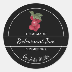 Einfache, selbst gemachte Redcurrant-Jam-Label S Runder Aufkleber
