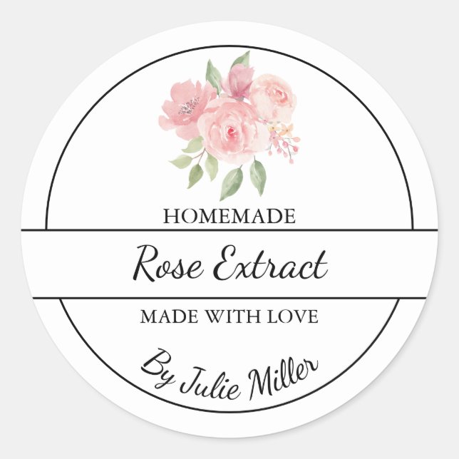 Einfache, selbst gemachte Rose Extract Label Runder Aufkleber (Vorderseite)