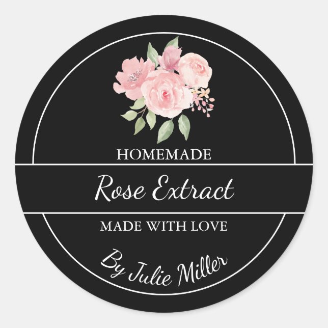 Einfache, selbst gemachte Rose Extract Label Runder Aufkleber (Vorderseite)