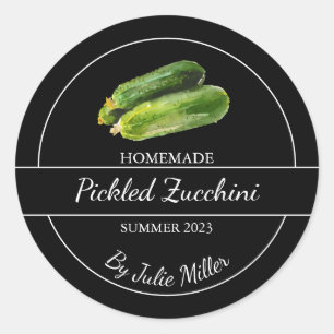 Einfache, selbst gepickte Zucchini-Marke Schwarz Runder Aufkleber