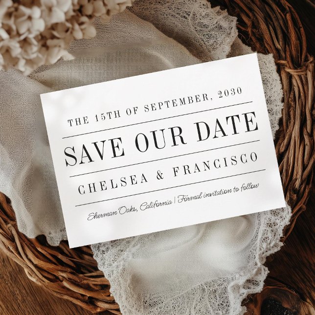 Einfache Serif-Moderne Typografie Hochzeit Save The Date (Von Creator hochgeladen)