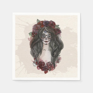 Einfache Serviette Hand-drawn Dia de Los Muertos