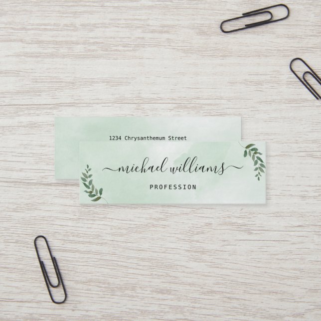 Einfache Signatur eines Zeichenskripts mit Aquarel Mini Visitenkarte (Vorderseite/Rückseite Beispiel)