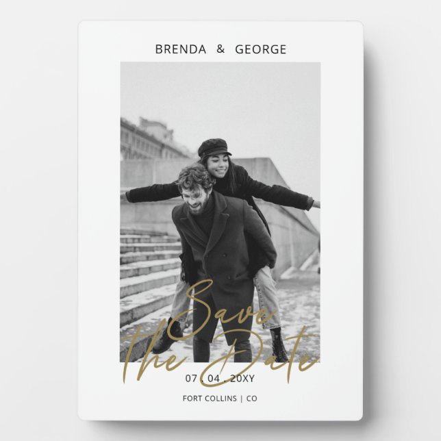 Einfache Signatur Minimalistisches Foto Save the D Fotoplatte (Vorderseite)